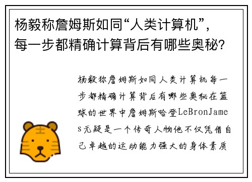 杨毅称詹姆斯如同“人类计算机”，每一步都精确计算背后有哪些奥秘？